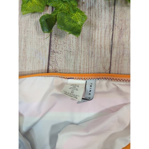 Trina Turk Women's Blue Pattern GOLD Detail Side Tie Bikini Bottom Size 10 NEW - Picture 4 of 5